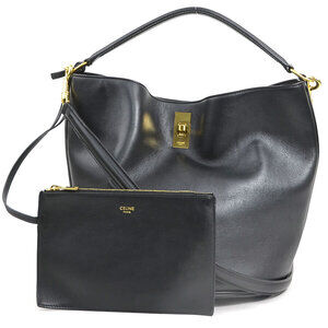 Celine Bucket Leather Shoulder Bag Black